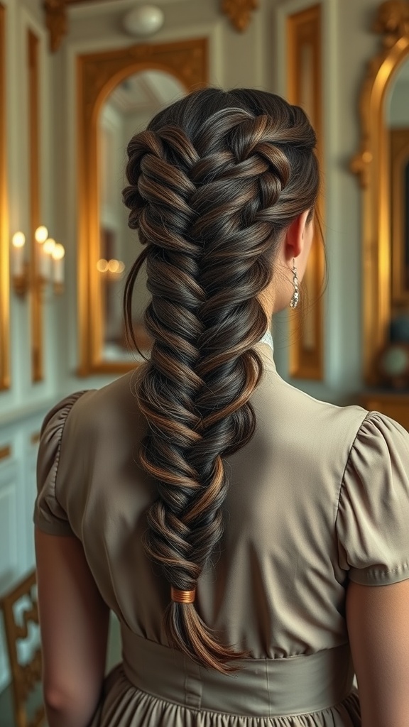A model showcases an elegant infinity braid hairstyle