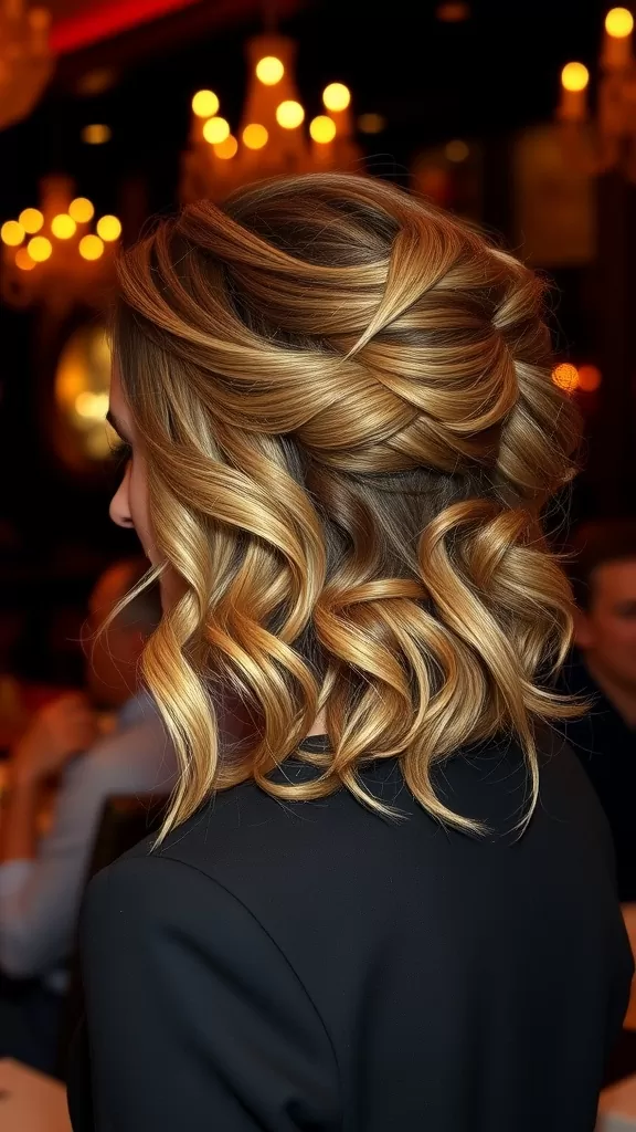 Chic pinned back waves hairstyle for medium hair